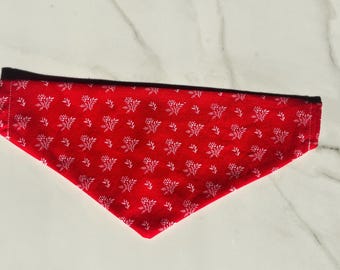 Red Quilting Cotton Pet Bandana - Through-the-Collar, Handmade in USA