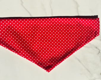 Red Polka Dot Pet Bandana: Through-the-Collar, USA Handmade