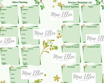 Printable Weekly Meal Planner & Grocery List (PDF Download)