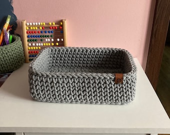 Cesta de almacenamiento / Cesta hecha a mano / Cesta de ganchillo / Cesta de algodón / Cesta de regalo / Cesta decorativa / Cestas / Cesta rectangular