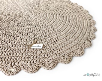 Handmade Crochet Round Rug: Scandi Boho Style