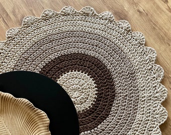 Crochet Rug | Round Rug | Handmade rug | Floor Rug | Doily Rug | Scandinavian Rug | Washable Rug | Housewarming Gift | Cotton Rug |