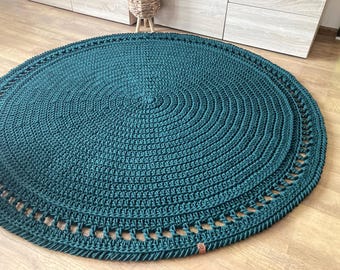 Handmade Crochet Rug: Boho Scandinavian Style, Custom Cotton Floor Decor