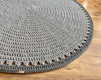 Round Crochet Rug – Handmade Cotton Circle Carpet for Living Room or Bedroom
