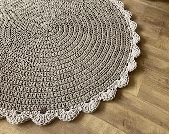 Handmade Crochet Cotton Rug: Boho Scandinavian Home Decor