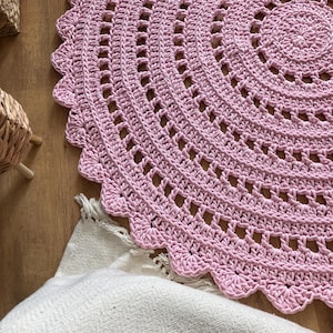 Custom Size Round Rug – Crochet Cotton Carpet, Handmade to Order
