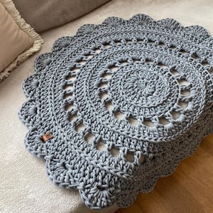Handmade Crochet Round Rug: Braided Cotton Scandinavian Carpet
