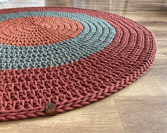 Round Rug | Handmade Rug | Boho Rug | Handwoven Rug | Scandi Rug | Circle Rug | Rugs for Bedroom | Crochet Rug | Washable Rugs | Custom Rugs