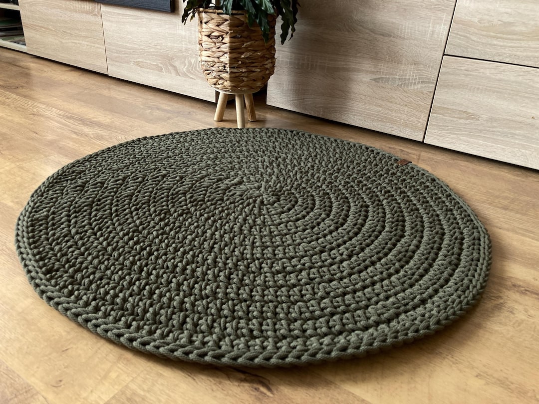 Handmade Crochet Round Rug: Braided Cotton Scandinavian Style - Etsy