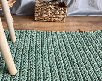 Handmade Rectangle Rug – Crochet Carpet, Sustainable Cotton