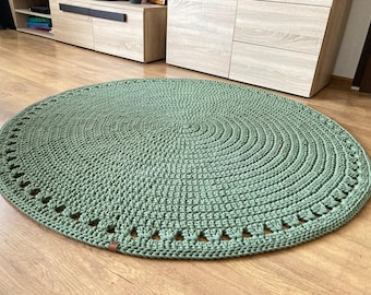 Handmade Crochet Rug: Boho Scandinavian Recycled Cotton Floor Decor