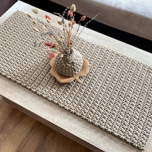 Handmade Crochet Table Runner – Cotton Dining Room Decor, Custom Size