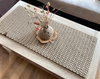 Handmade Crochet Table Runner – Cotton Dining Room Decor, Custom Size