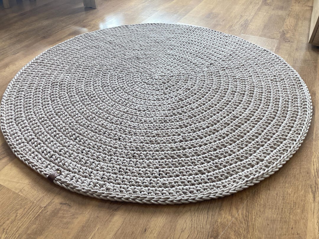 Handmade Crochet Round Rug: Braided Cotton Scandinavian Style - Etsy