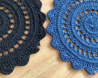 Natural Cotton Round Rug – Crochet Floor Decor for Minimalist Interiors