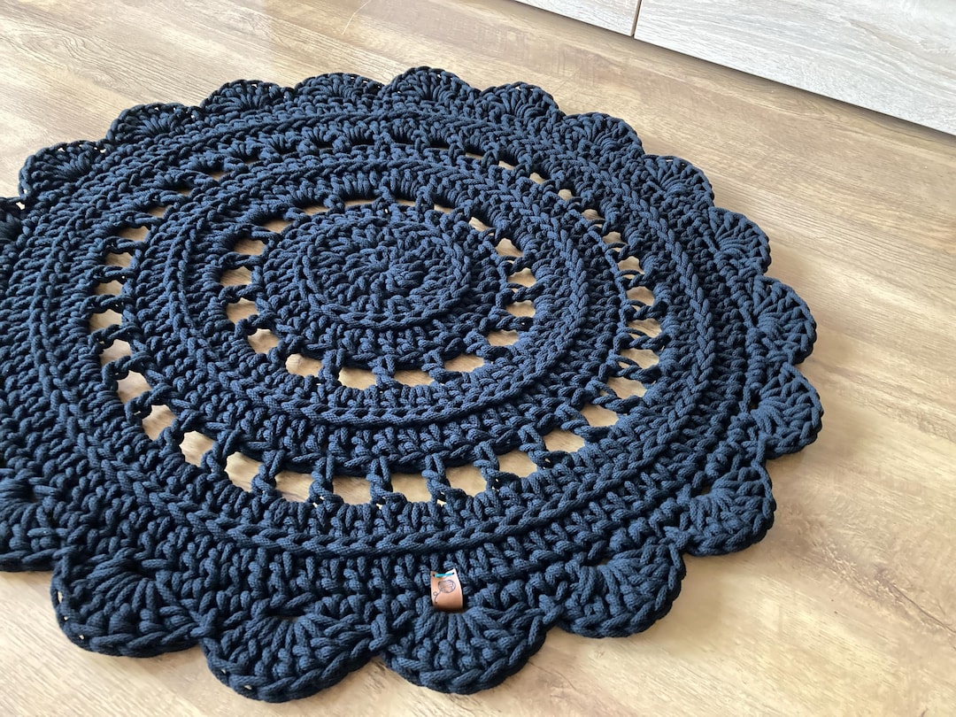 Handmade Crochet Round Rug: Braided Cotton Scandinavian Carpet - Etsy