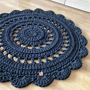 Handmade Crochet Round Rug: Braided Cotton Scandinavian Carpet