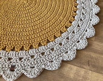 Handmade Crochet Round Rug: Bohemian Cotton Floor Covering