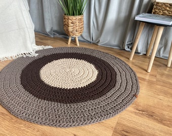 Tapis rond | Tapis fait main | Tapis Boho | Tapis tissé à la main | Tapis Scandi | Tapis circulaire | Tapis pour chambre à coucher | Tapis au crochet | Tapis lavables | Tapis personnalisés