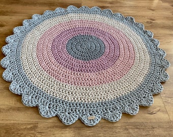 Crochet Rug | Round Rug | Handmade rug | Floor Rug | Doily Rug | Scandinavian Rug | Washable Rug | Housewarming Gift | Cotton Rug |