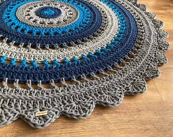 Handmade Crochet Cotton Rug: Boho Scandinavian Style