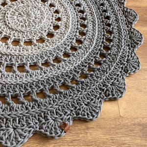Round Crochet Rug with Texture – Handmade Cotton Circle Mat, Boho Style