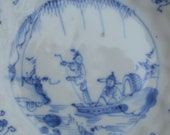 Qing KangXi Qianlong China blue and white saucer figural scene China 17 18th century, antique chinese porcelain china porcelain
