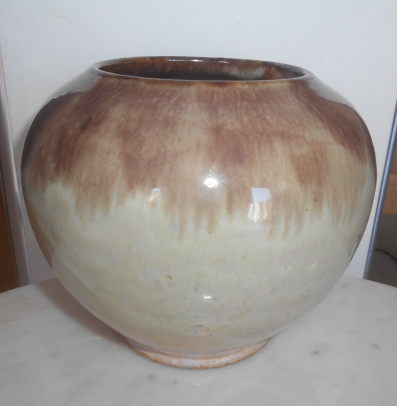 Midcentury art Nouveau brown ceramic vase ceramika WILENSKA TORUN Poland ceramic year ca 1950-60