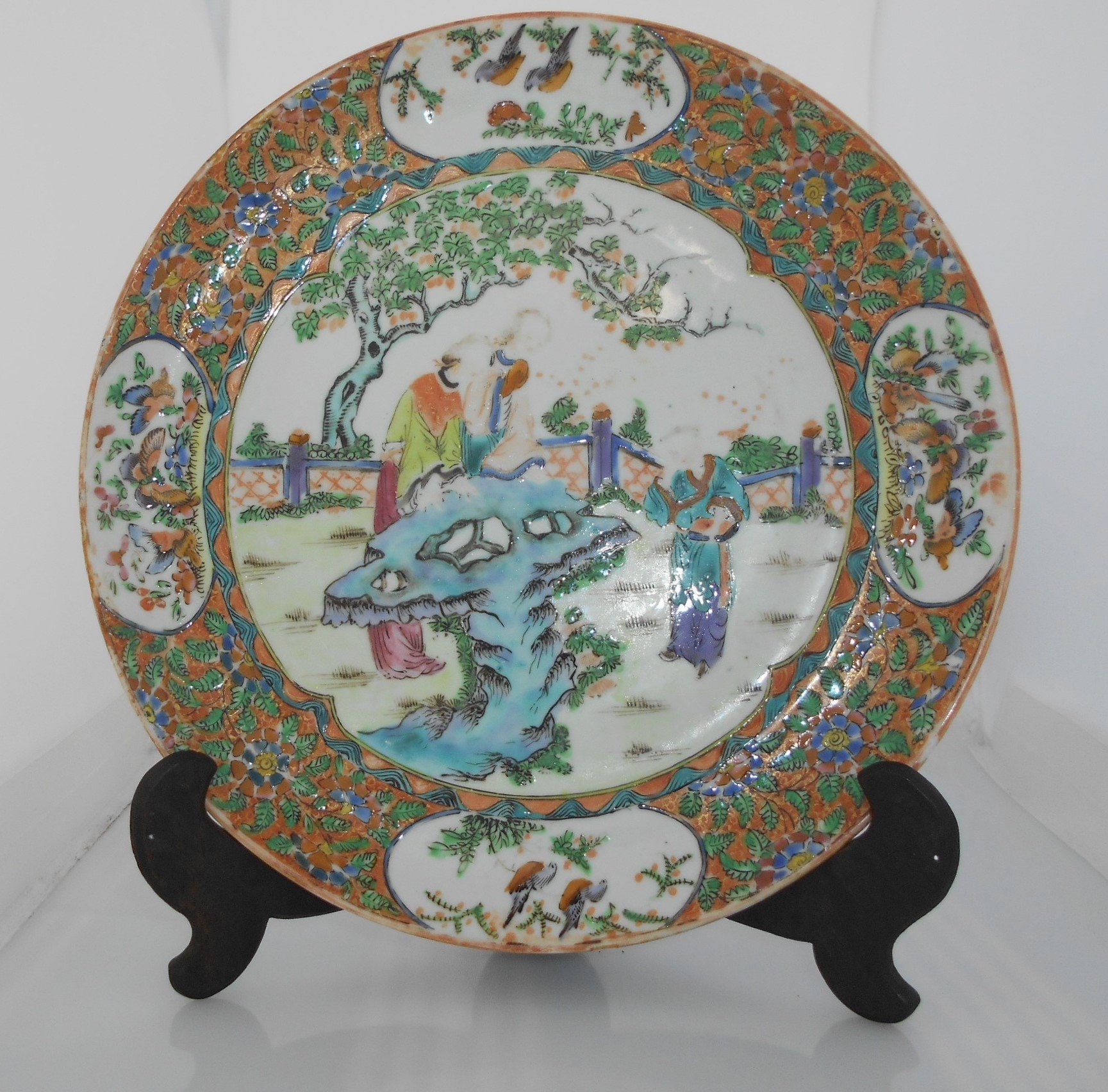 中国瓷器. 19th century antique famille rose plate China DHL Etsy