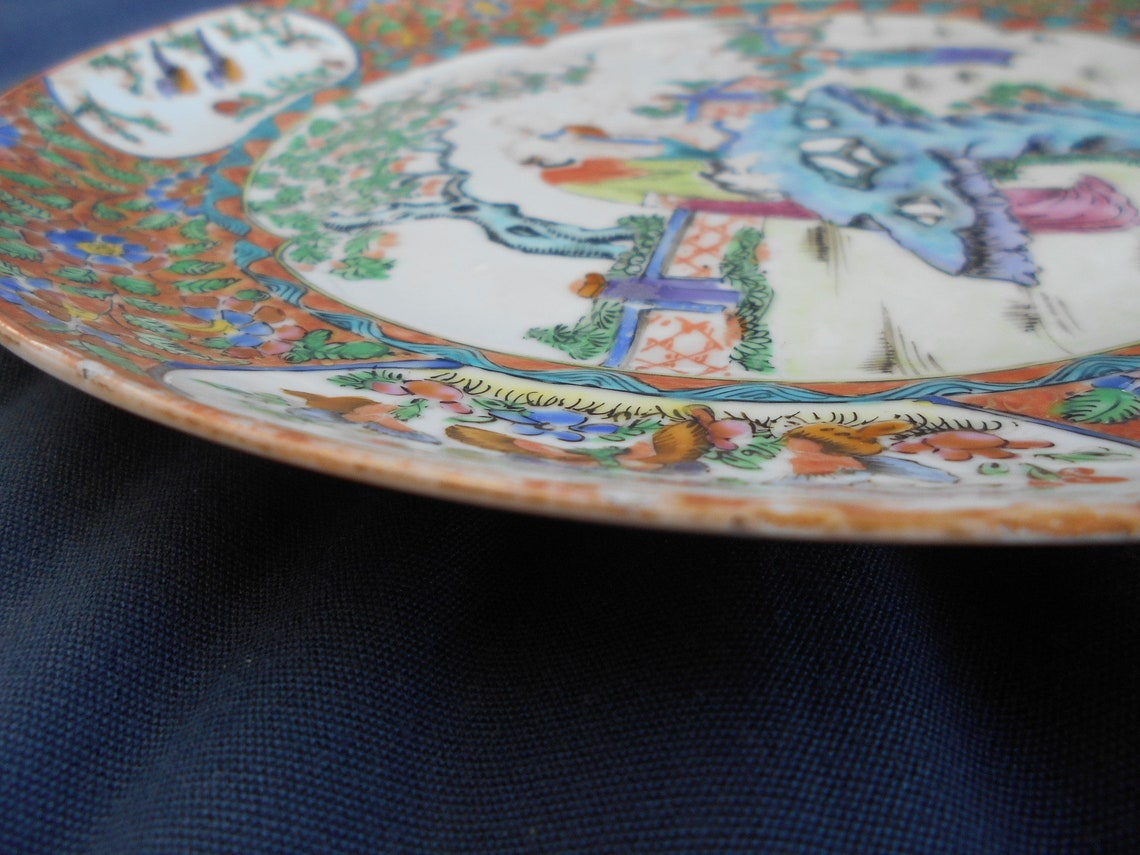 中国瓷器. 19th century antique famille rose plate China DHL Etsy