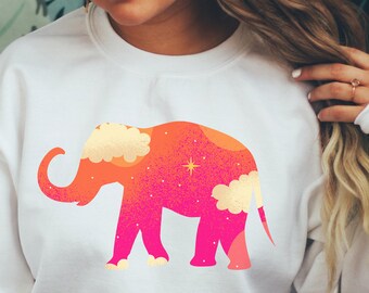 Sudadera de elefante para mujer, sudadera de elefante lindo, sudadera de vida silvestre, sudadera para animales, sudadera gráfica de la naturaleza, sudadera de camping