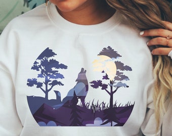 Wolf Sweatshirt, Wolf T-Shirt, Wolf Sweatshirt For Women, Cute Wolf Sweatshirt, Moon Wolf, Animal Shirt, Howling Wolf Shirt, Gift for Her