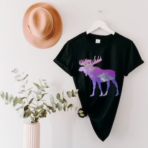 Moose Shirts for Women, Cute Moose T Shirt, Wildlife Shirts, Animal T Shirt, Nature Graphic Tee, Camping Shirts, Moose Lover Gifts, Colorful