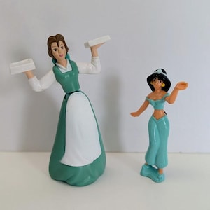 Statuette delle principesse Disney Belle e Jasmine, giocattoli McDonald's, decorazioni per torte.