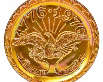 1976 Bicentennial Carnival Glass Plate Eagle United States Centennial Collectible