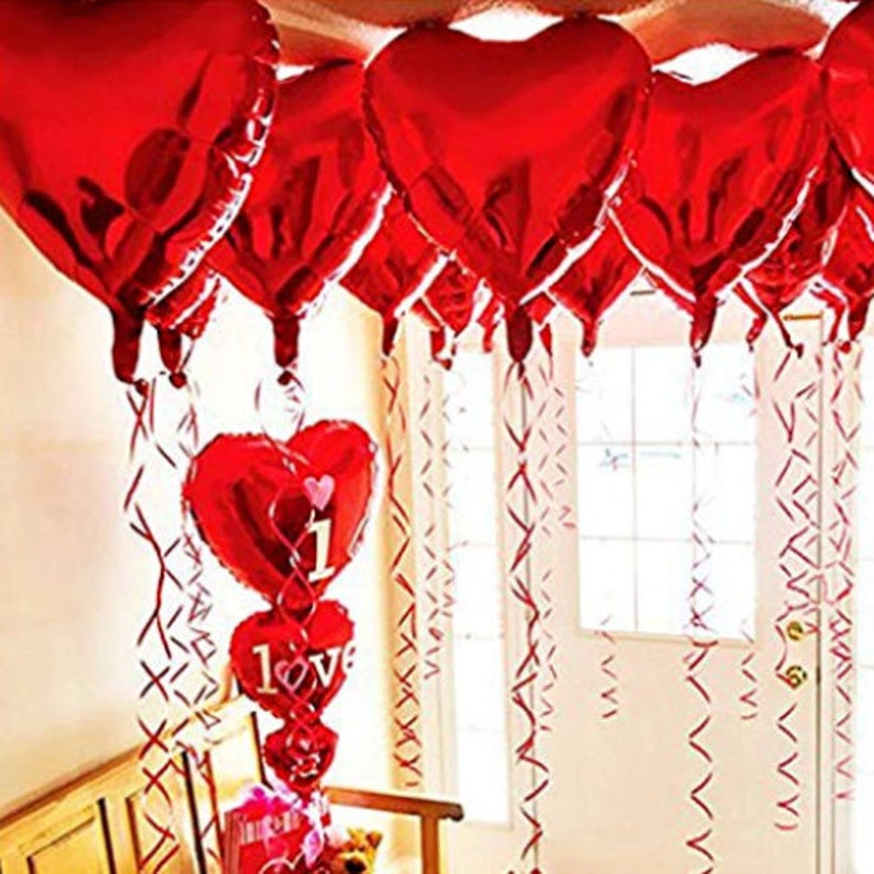 Heart Shape love Foil Ballons Set Helium Anniversary Engagement Party UK