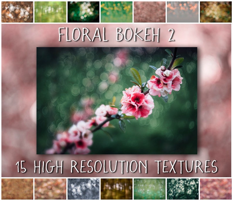 Bokeh Overlays and Textures for Photoshop The Floral Bokeh 2 Collection of digital overlays for creative photographers image 1