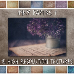 Grunge Texture Overlays for Photoshop, Inky Paper Digital Textures for Photographers image 1