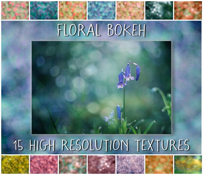 Painterly Fine Art Photoshop Overlays for Photographers The Floral Bokeh Collection of digital textures image 1