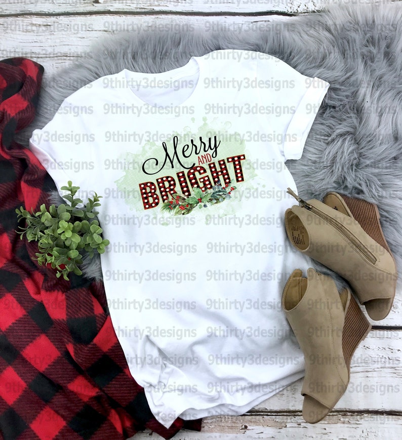 Download Merry and Bright Marquee Letters Buffalo Plaid Sublimation ...