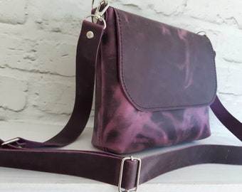purple leather purses