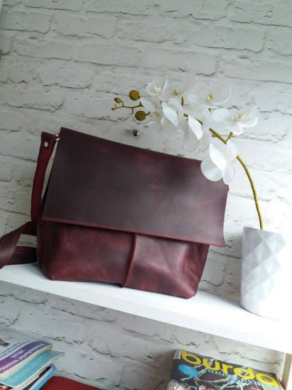 burgundy leather cross body bag