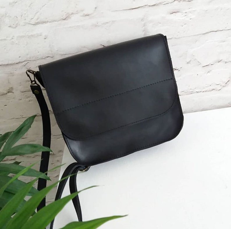 Black Leather Crossbody Bag Handmade Leather Crossbody Bag Etsy