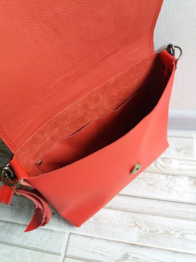 Red Leather Crossbody Bag Handmade Leather Crossbody Bag Small - Etsy