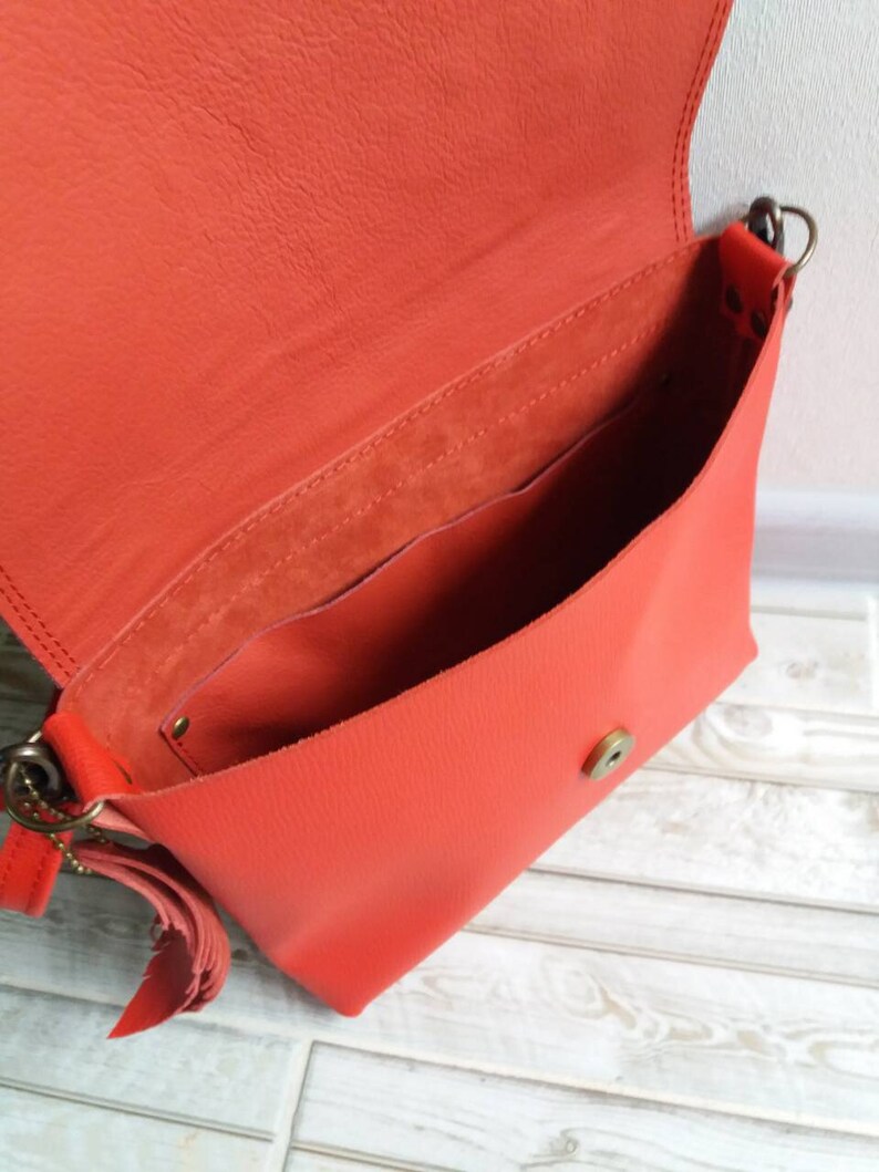 Red Leather Crossbody Bag Handmade Leather Crossbody Bag Small Etsy