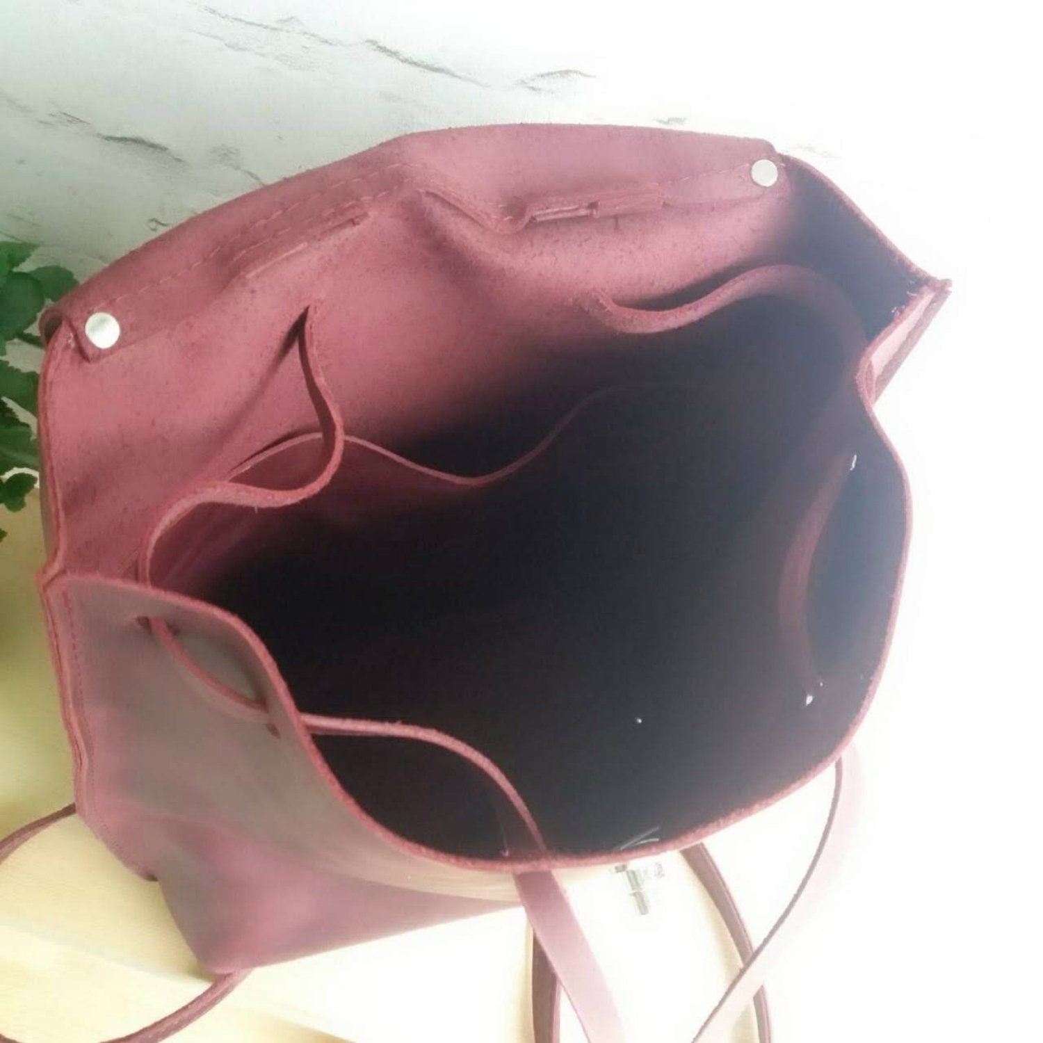 Red Leather Backpack Women Laptop Leather Tote Bag Shoulder Etsy