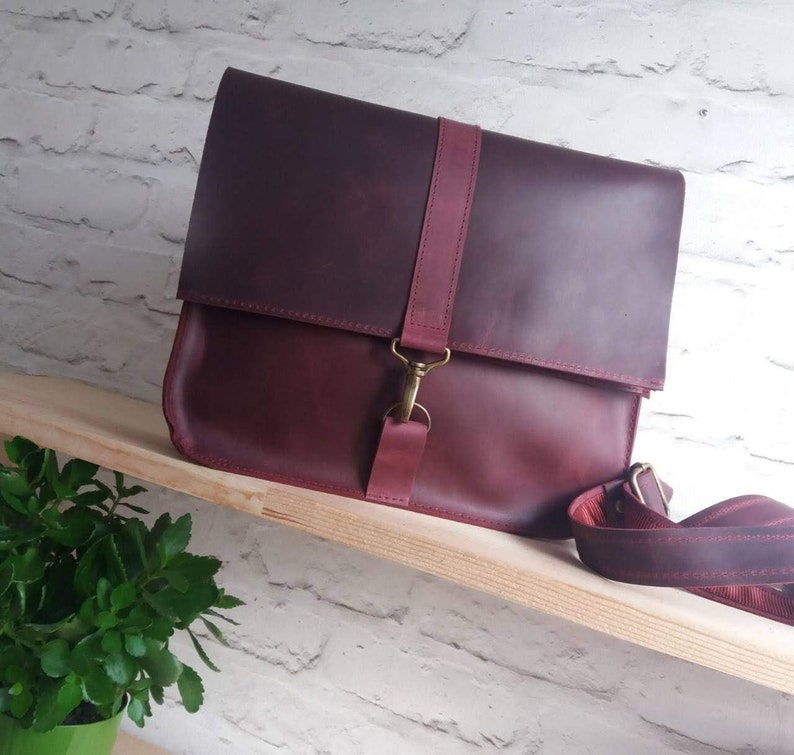 burgundy messenger bag