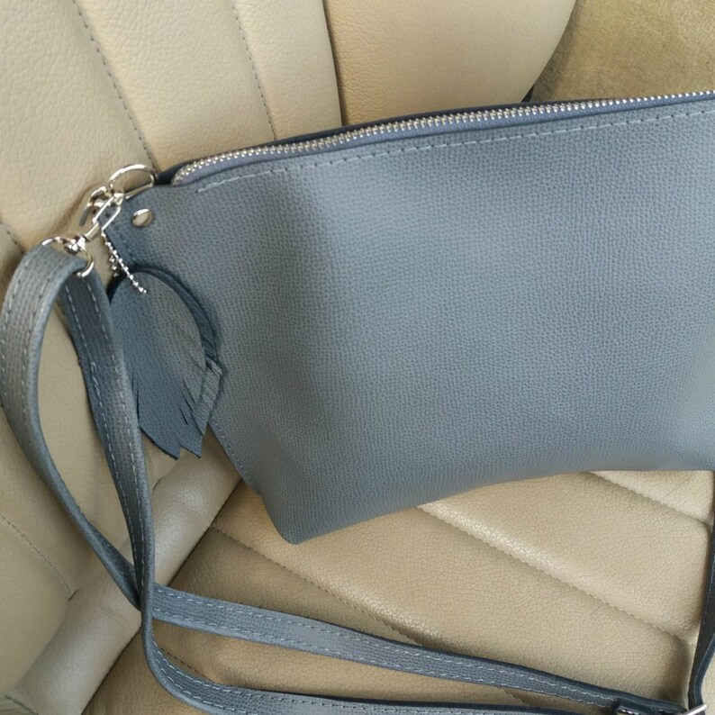 Dark Gray Leather Shoulder Bag Grey Leather Crossbody Bag Etsy