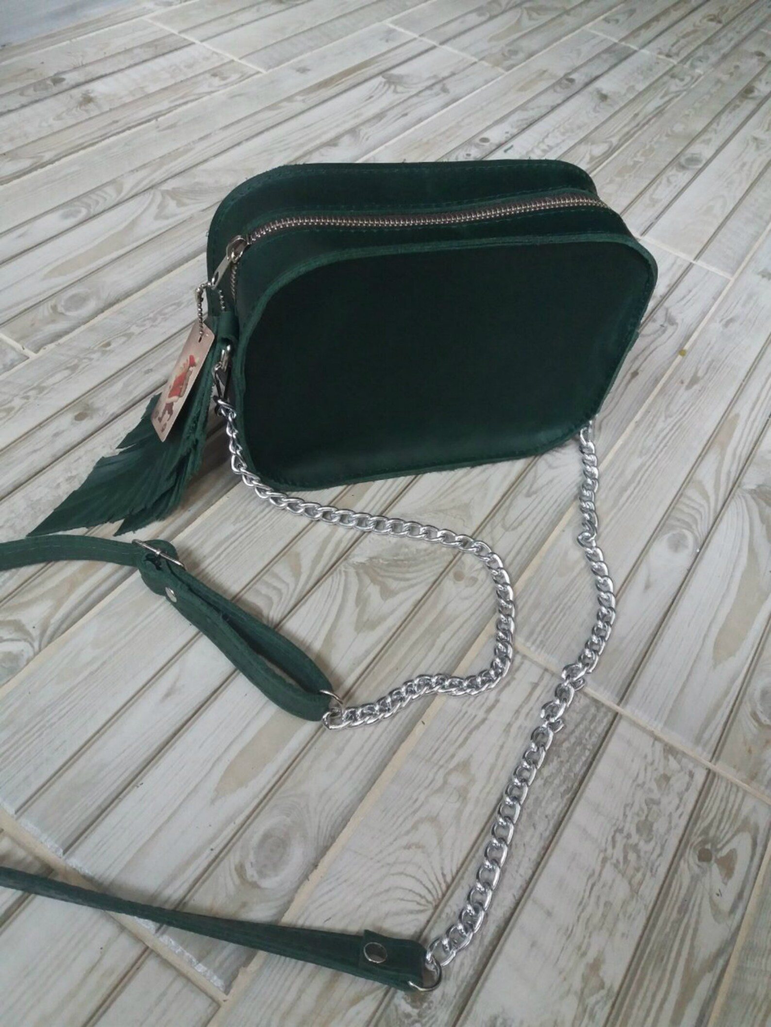 Leather Shoulder Bag Green Leather Crossbody Bag Handmade Etsy