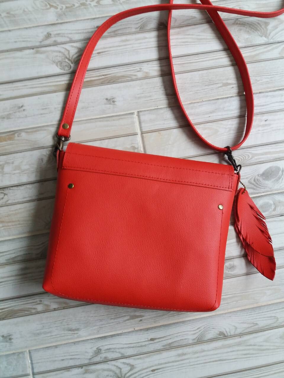 Red Leather Crossbody Bag Handmade Leather Crossbody Bag Small Etsy